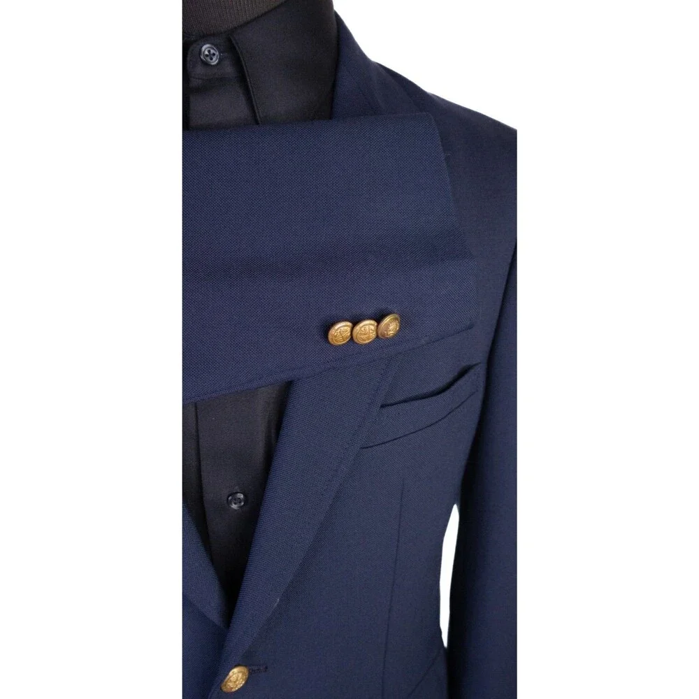 VTG Gant Blazer Sport Coat Sz 38R Navy Blue Gold 2-Buttons Jacket